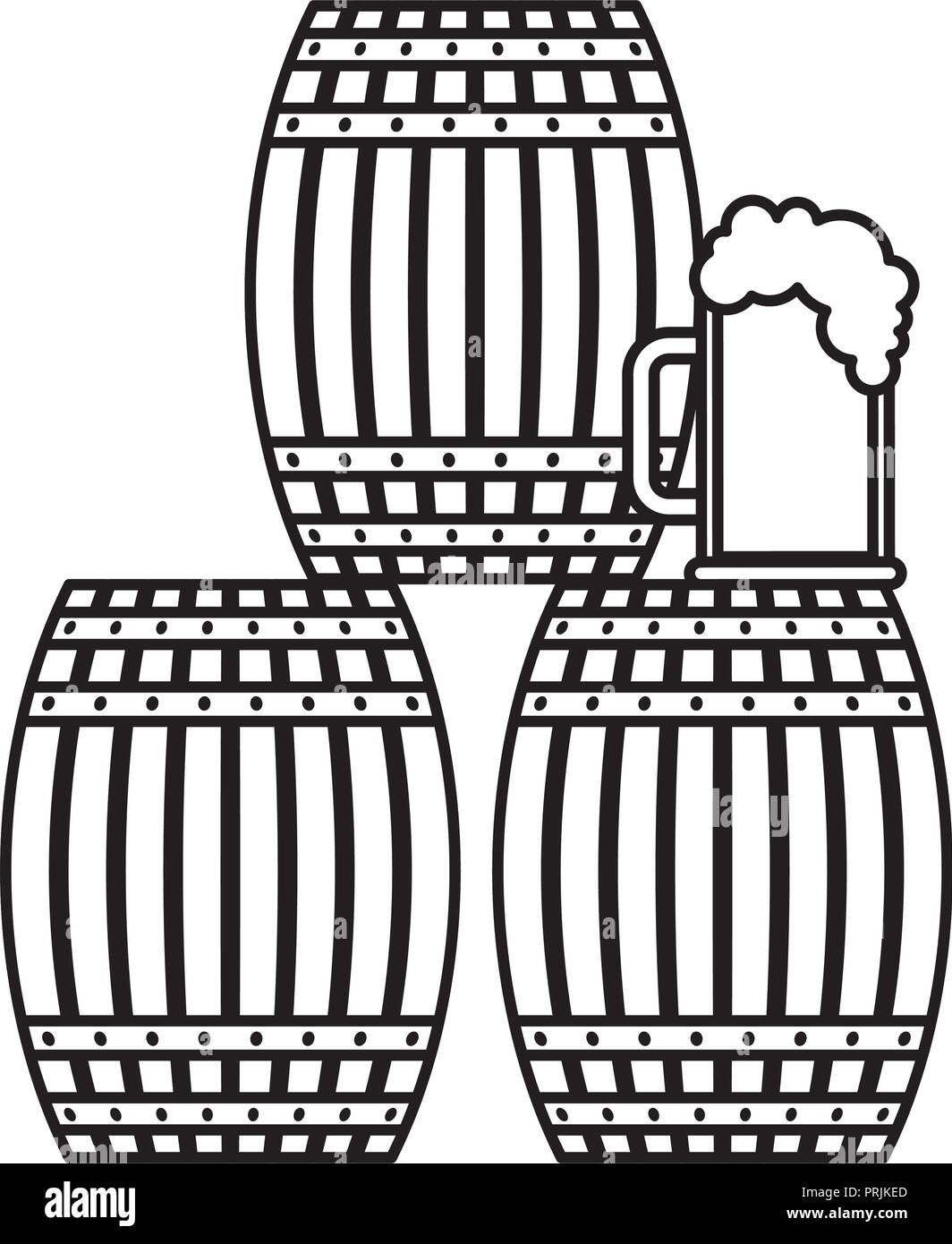 three beer barrel and glass cup foam Stock Vector Image & Art - Alamy
