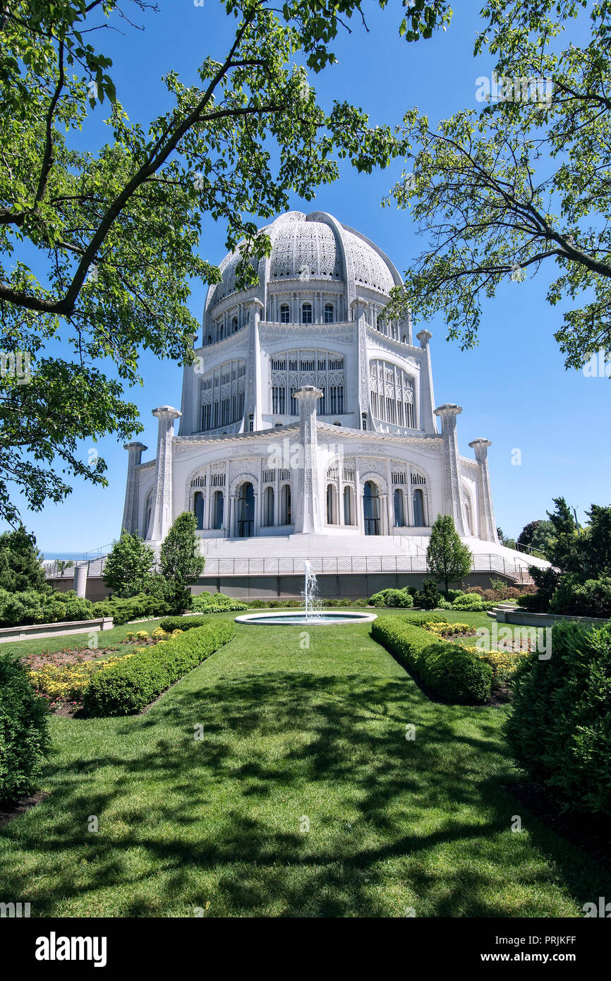Sacral building The Bahai House of Worship, Bahai Temple, the follower of Bahá'í Faith, Evanston, Illinois, USA Stock Photo