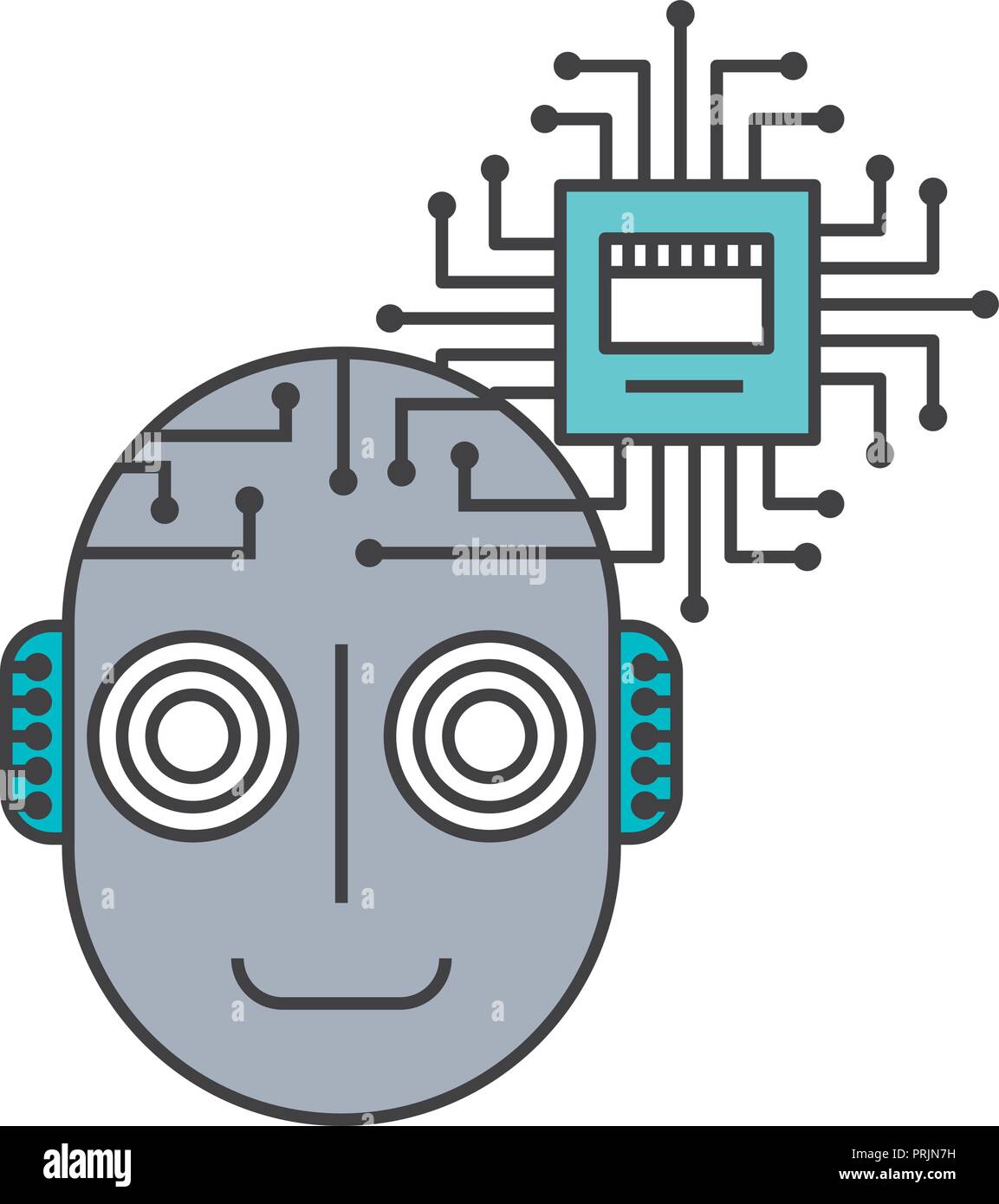 head of robot humanoid with microchip isolated icon Stock Vector Image ...
