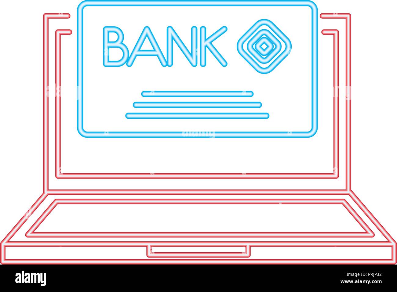 laptop computer bank card credit payment neon design Stock Vector Image ...