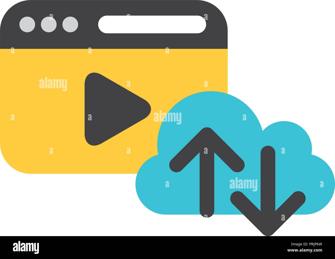 cloud computing website download upload data security Stock Vector