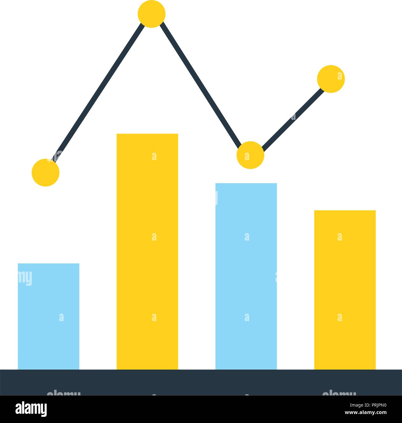 business statistics bar diagram pointed line Stock Vector