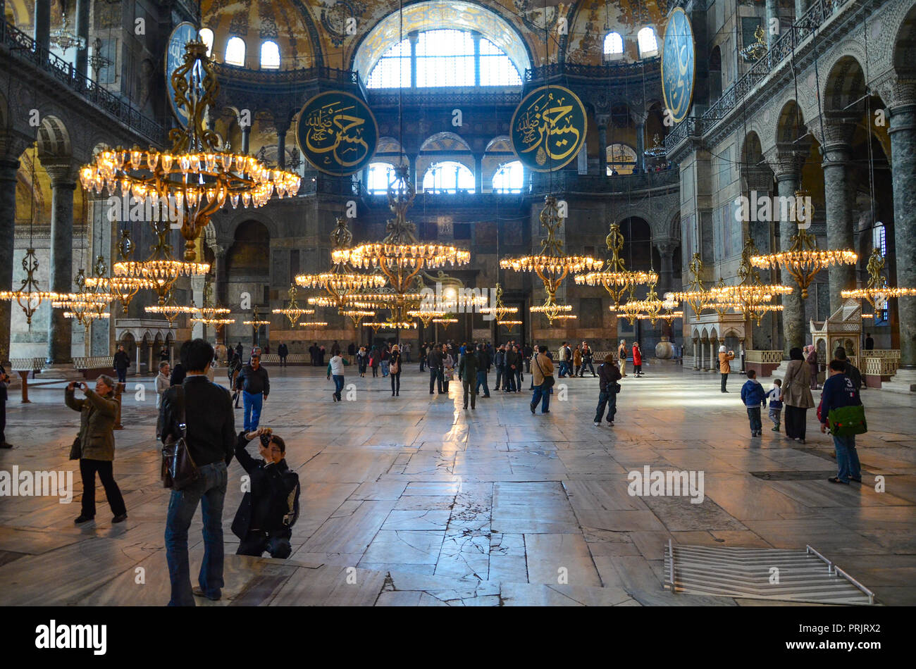 Interior of the Hagia Sophia (Ayasofya). It is the former Greek Orthodox Christian patriarchal cathedral Stock Photo
