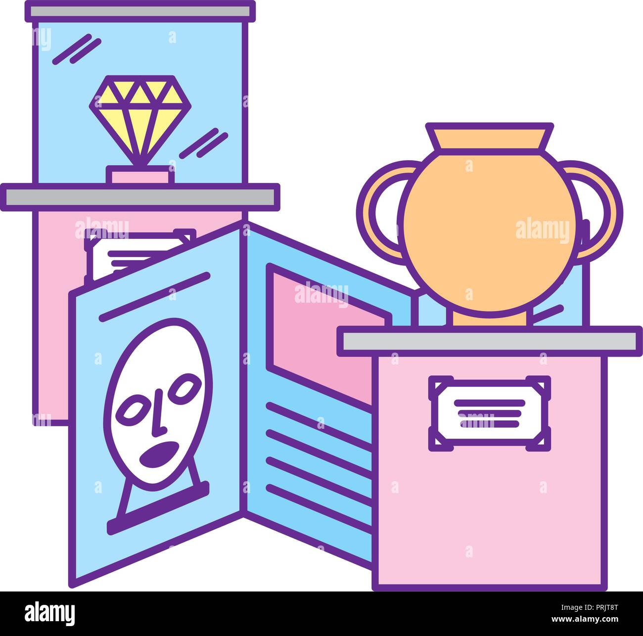 diamond antique vase and guide pamphlet exhibition museum Stock Vector