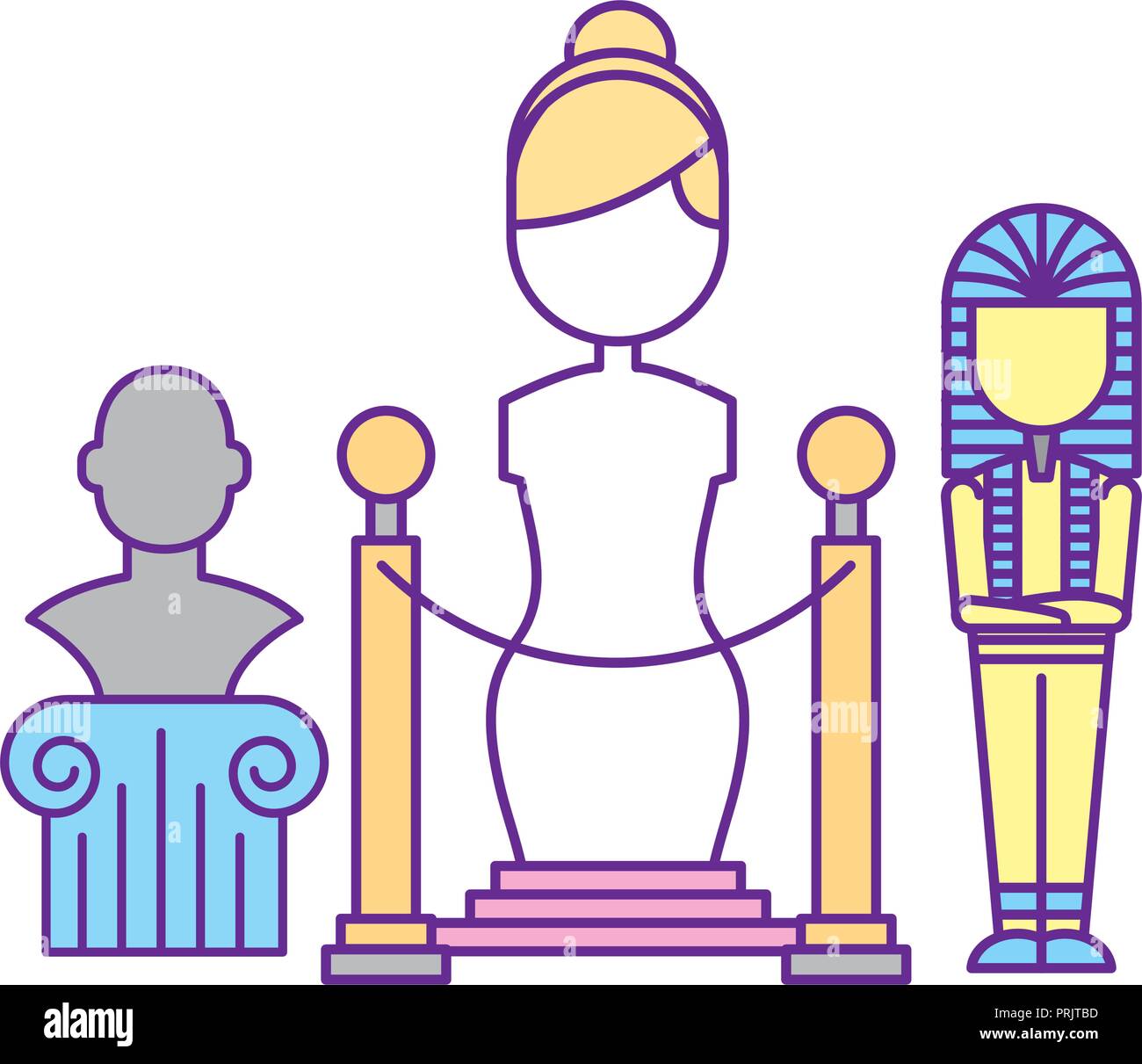 female sculpture pharaoh mummy sculpture bust exhibition museum Stock Vector