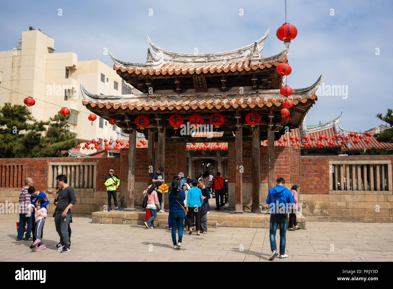 16 February 2018, Lukang Changhua Taiwan : Lugang Longshan Temple with tourists in Lukuang Taiwan Stock Photo