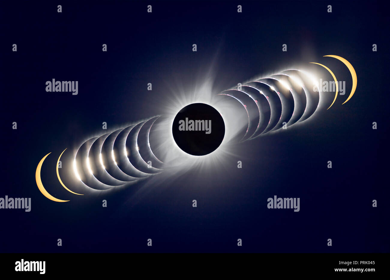 Here’s a variation on creating a time-sequence composite of the August 21, 2017 total solar eclipse.   In this case, time runs from left to right, fro Stock Photo