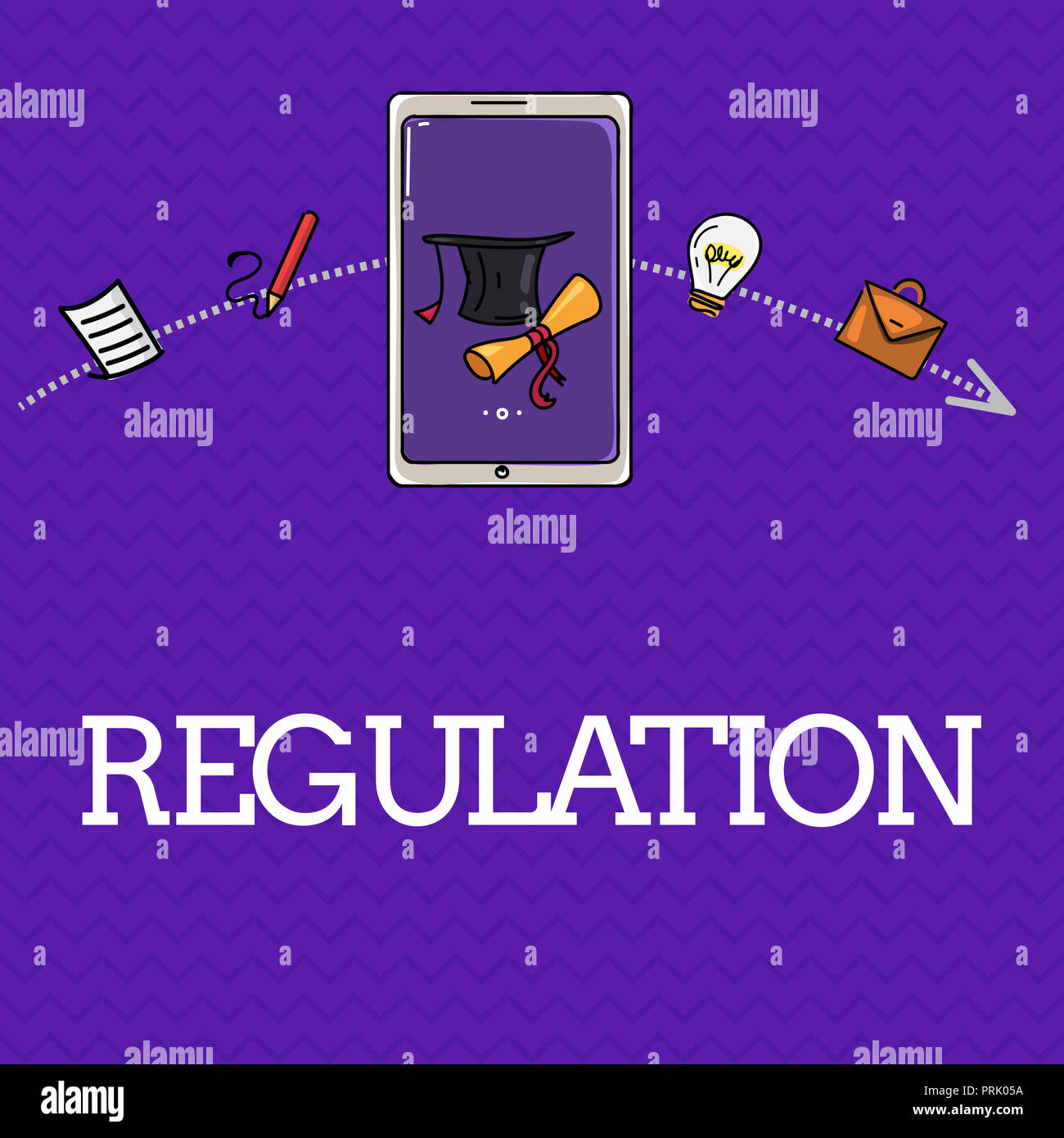 Handwriting text Regulation. Concept meaning Rule law or directive made