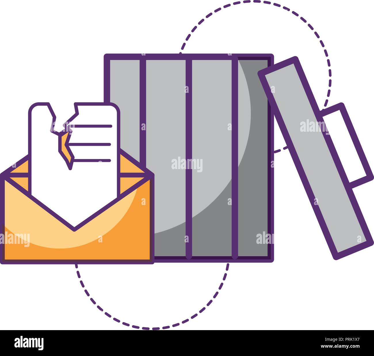 trash can email message damage Stock Vector