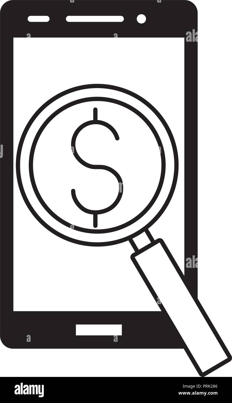 smartphone magnifying glass dollar symbol Stock Vector Image & Art - Alamy