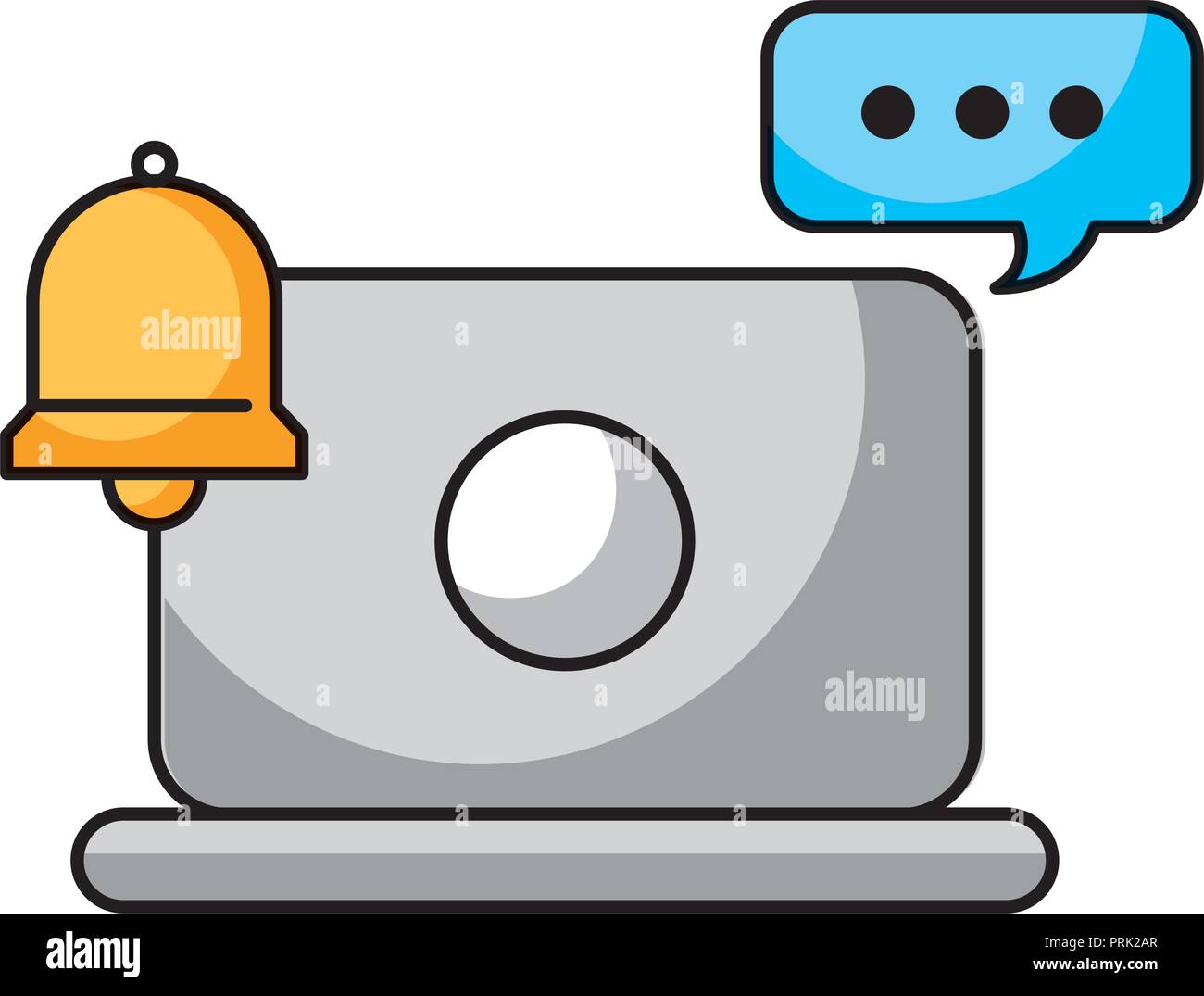 laptop computer speech bubble bell call center Stock Vector