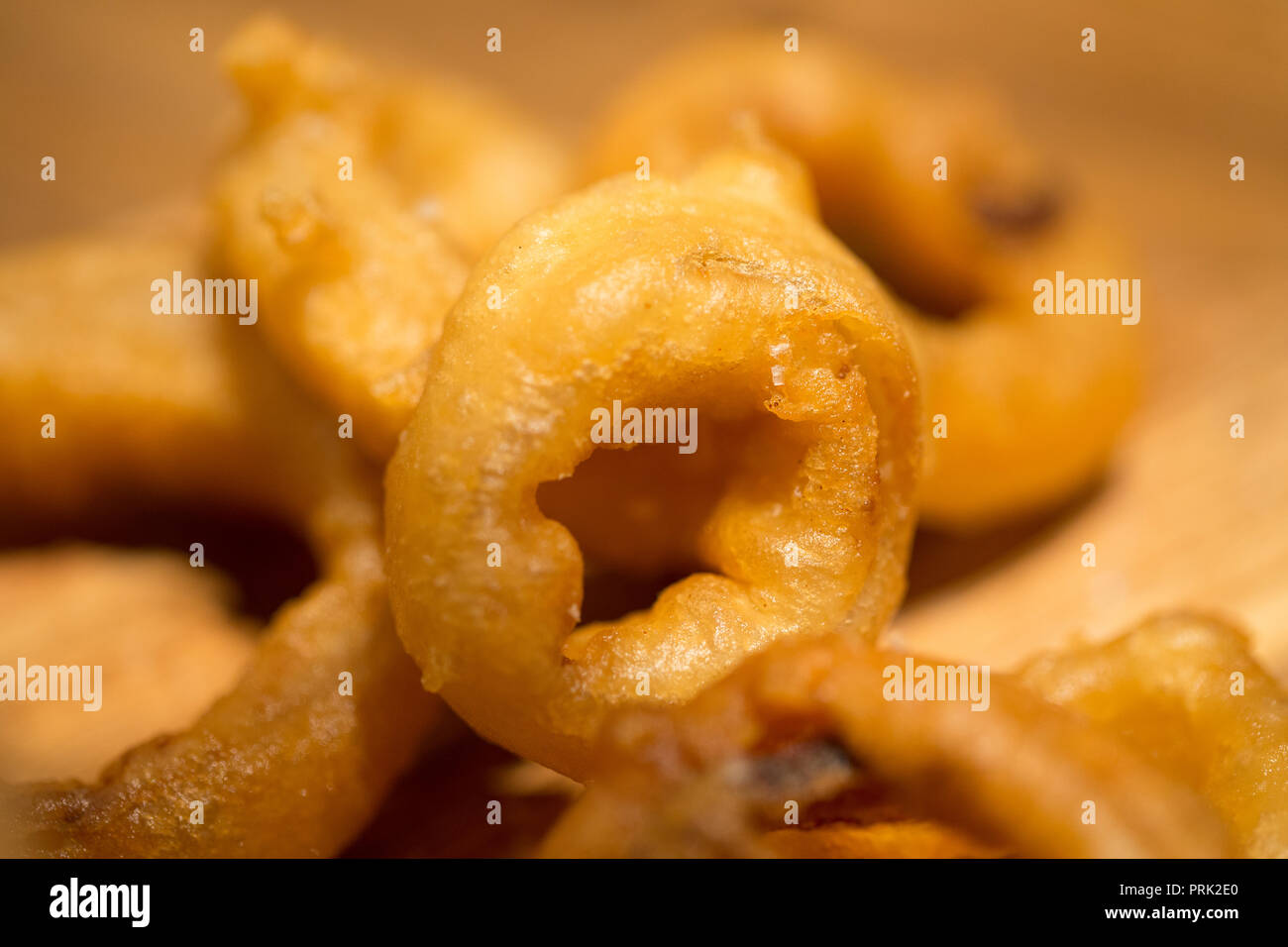 Pictured: Onion rings at Jack & Knife restaurant at 76 Stanley St, Darlinghurst, Sydney, Australia. Stock Photo