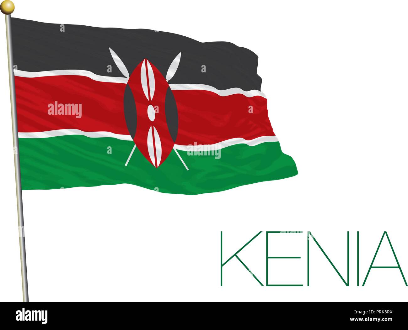 Kenia official flag, vector illustration Stock Vector
