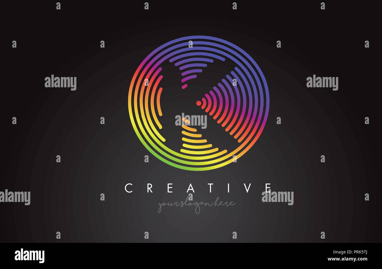 K Letter Logo Design with Colorful Rainbow Circular Shapes. Vigrant ...
