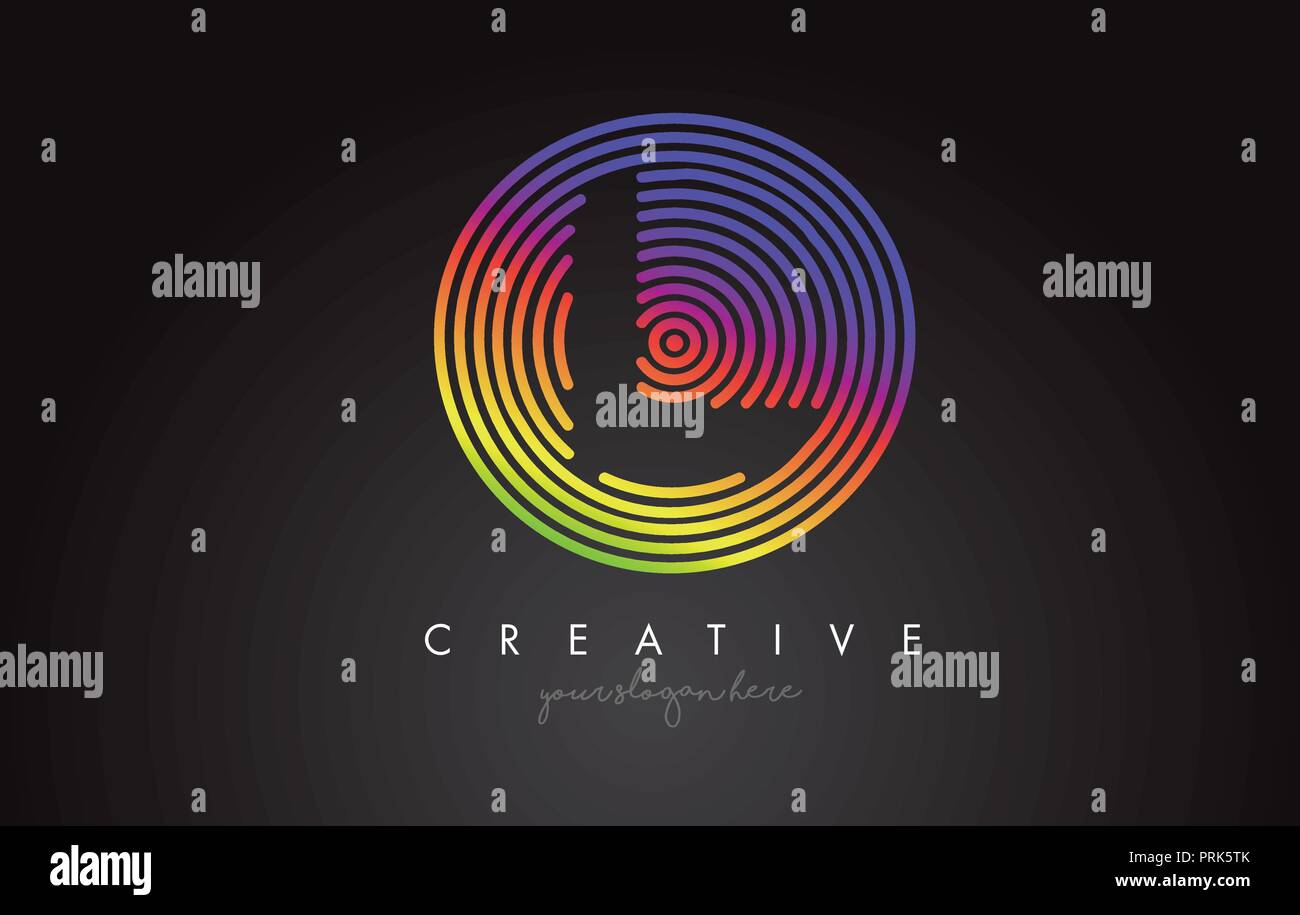 L Letter Logo Design with Colorful Rainbow Circular Shapes. Vigrant ...