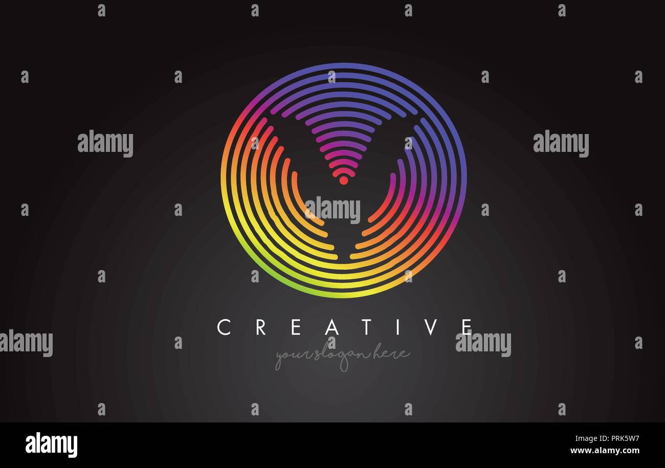 V Letter Logo Design with Colorful Rainbow Circular Shapes. Vigrant ...