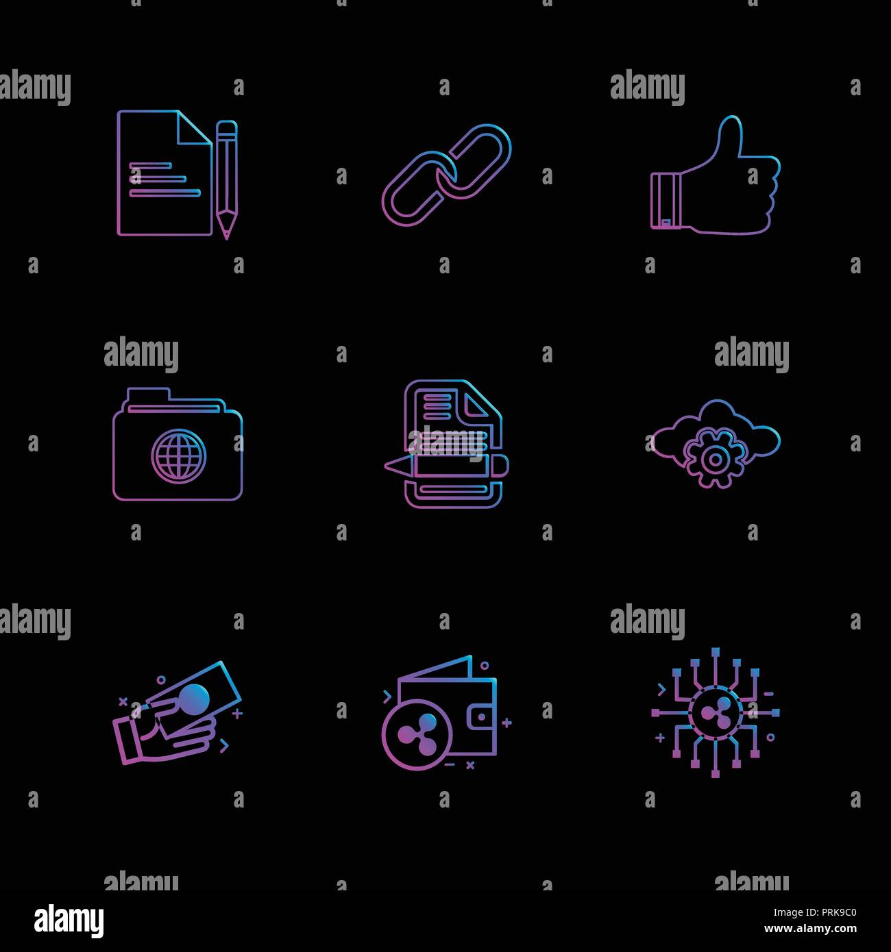 file , document , weblink , like , folder , global , file , text , cloud , setting  , money , dollar, crypto currency , wallet , icons , flat , icon , Stock Vector