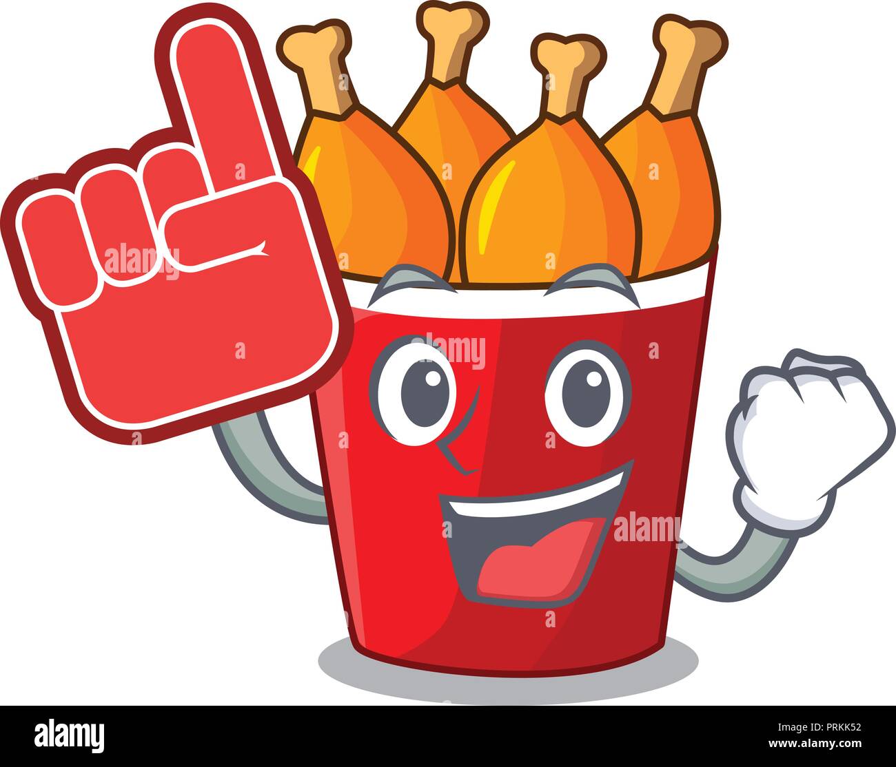 Foam finger fried chicken bucket isolated on mascot Stock Vector Image & Art Alamy