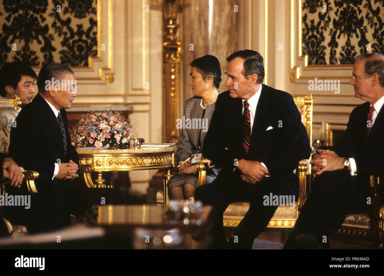 President HW Bush Meets With Japanese Prime Minister Noboru Takeshita 