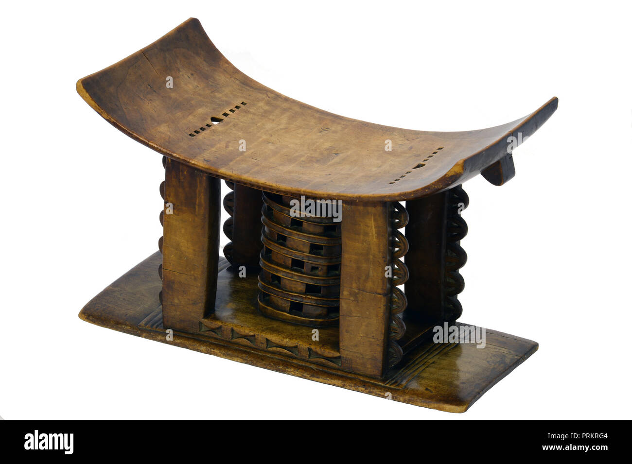 Ashanti stool from the late 19th Century carved from a single block of wood, measures 60 cm across and once belonged to the Chief of the Asante. Stock Photo
