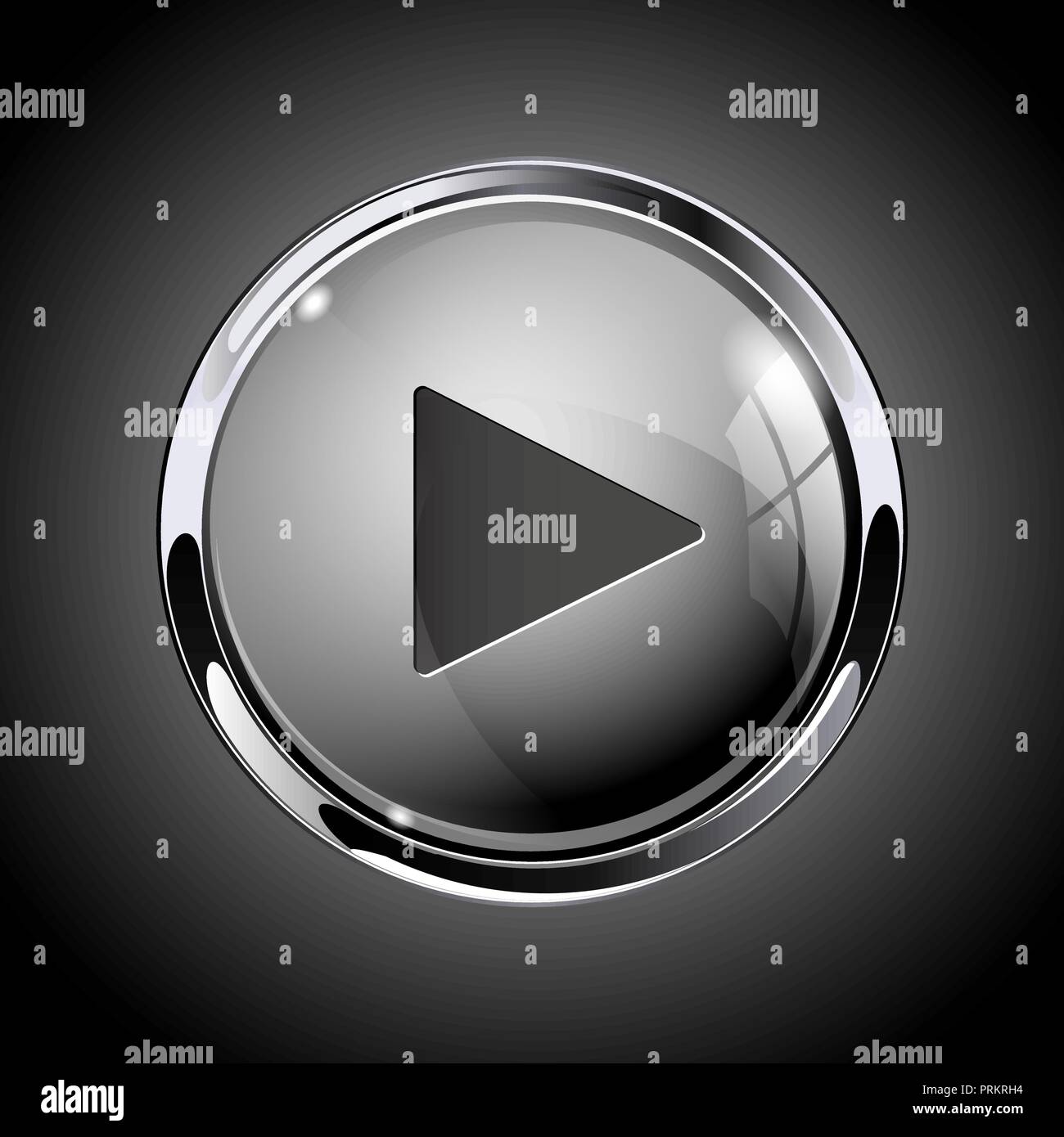 Play button. 3d shiny gray icon for media Stock Vector