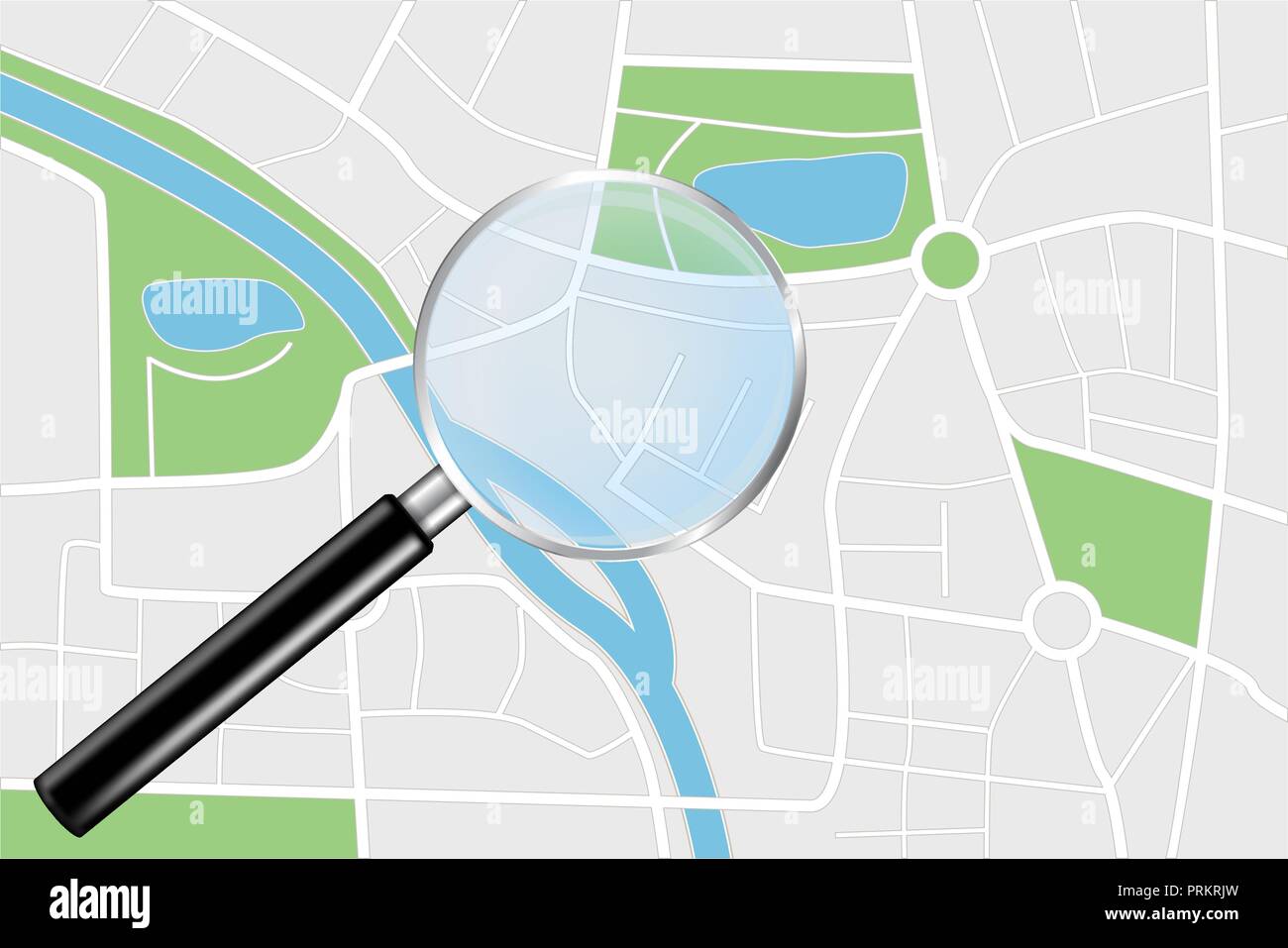City map and Transparent Magnifying glass Stock Vector Image & Art - Alamy
