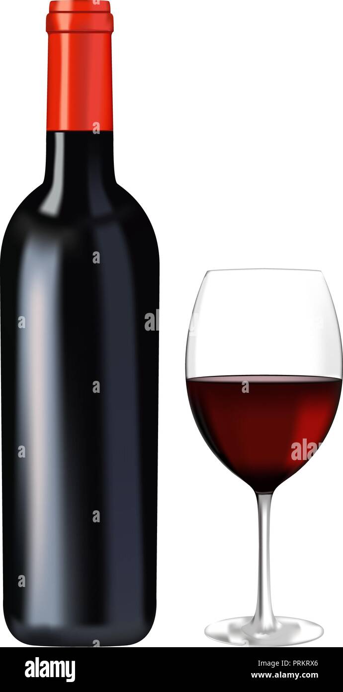 Bottle and glass of red wine Stock Vector Image & Art - Alamy