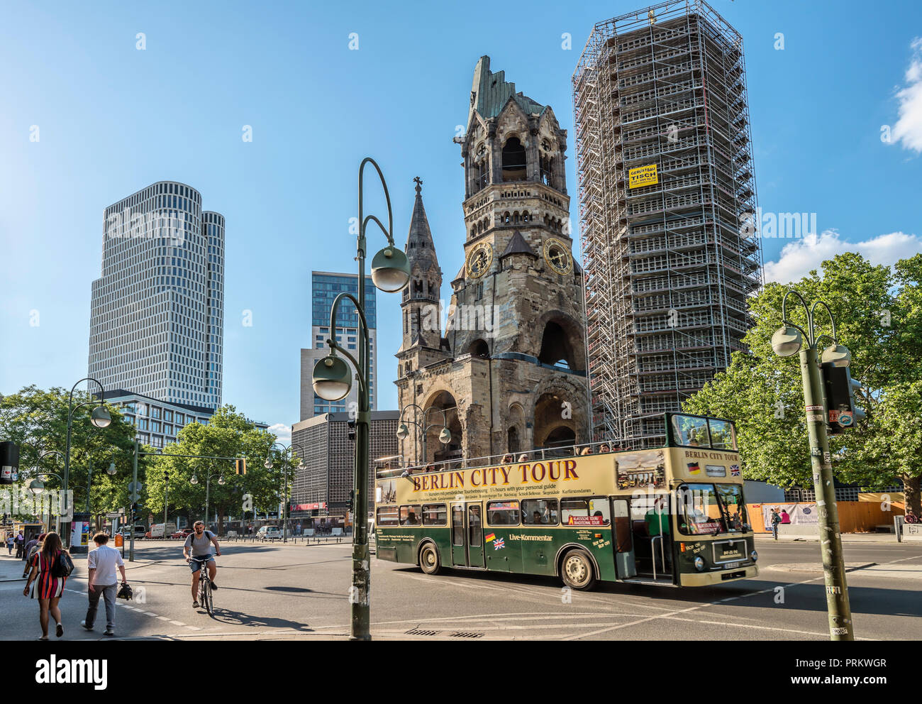 Berlin Kurfuerstendamm cityscape in front of the Gedaechtnisskirche, Germany Stock Photo