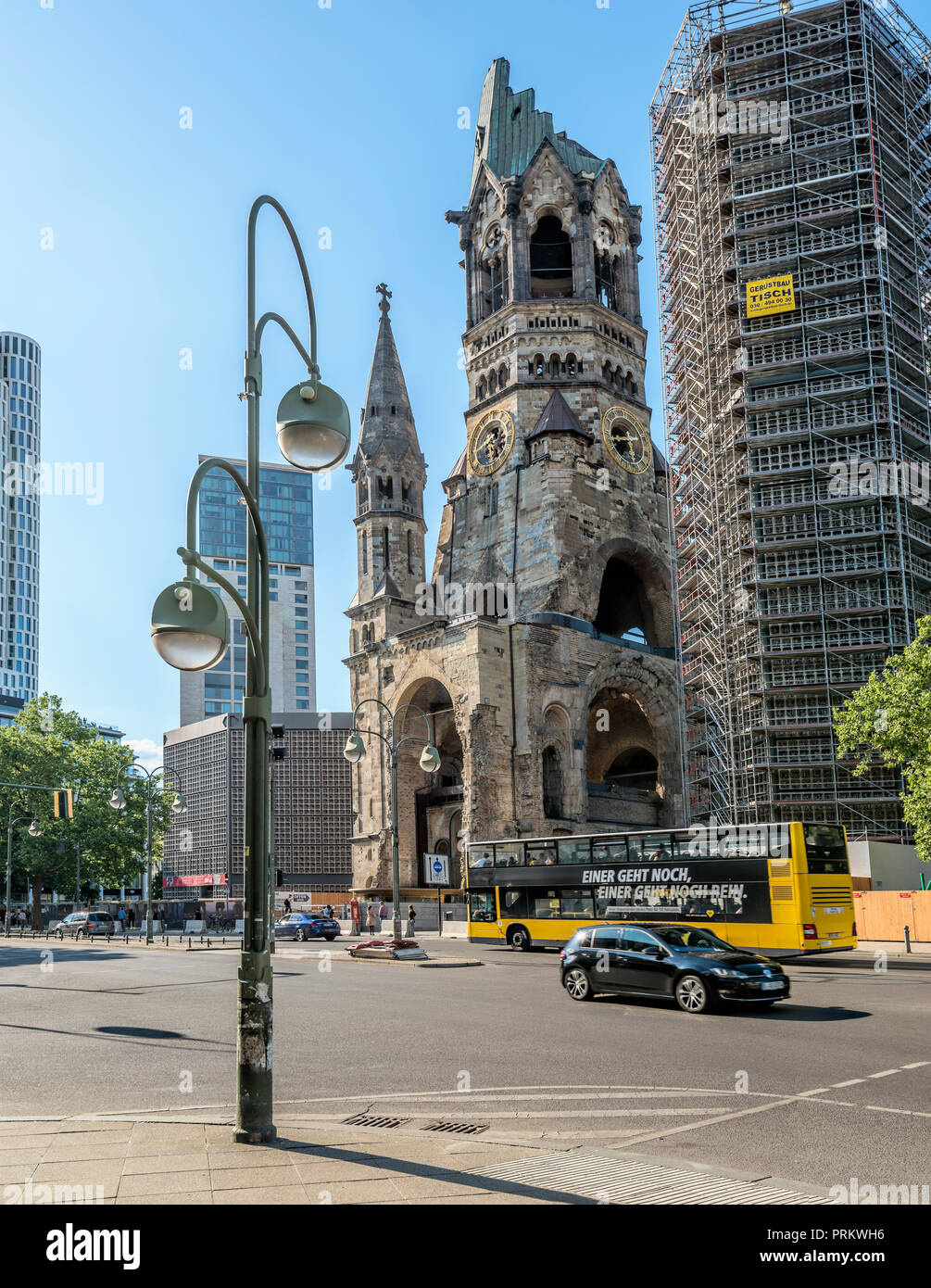 Berlin Kurfuerstendamm cityscape in front of the Gedaechtnisskirche, Germany Stock Photo