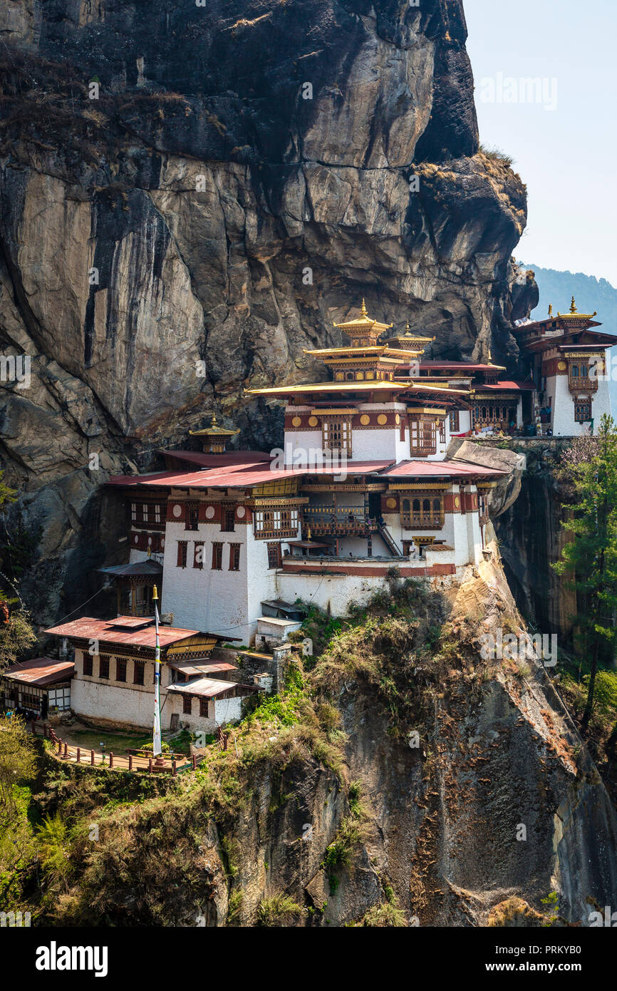 View of the Taktshang monastery in the town of Paro in Bhutan Stock ...