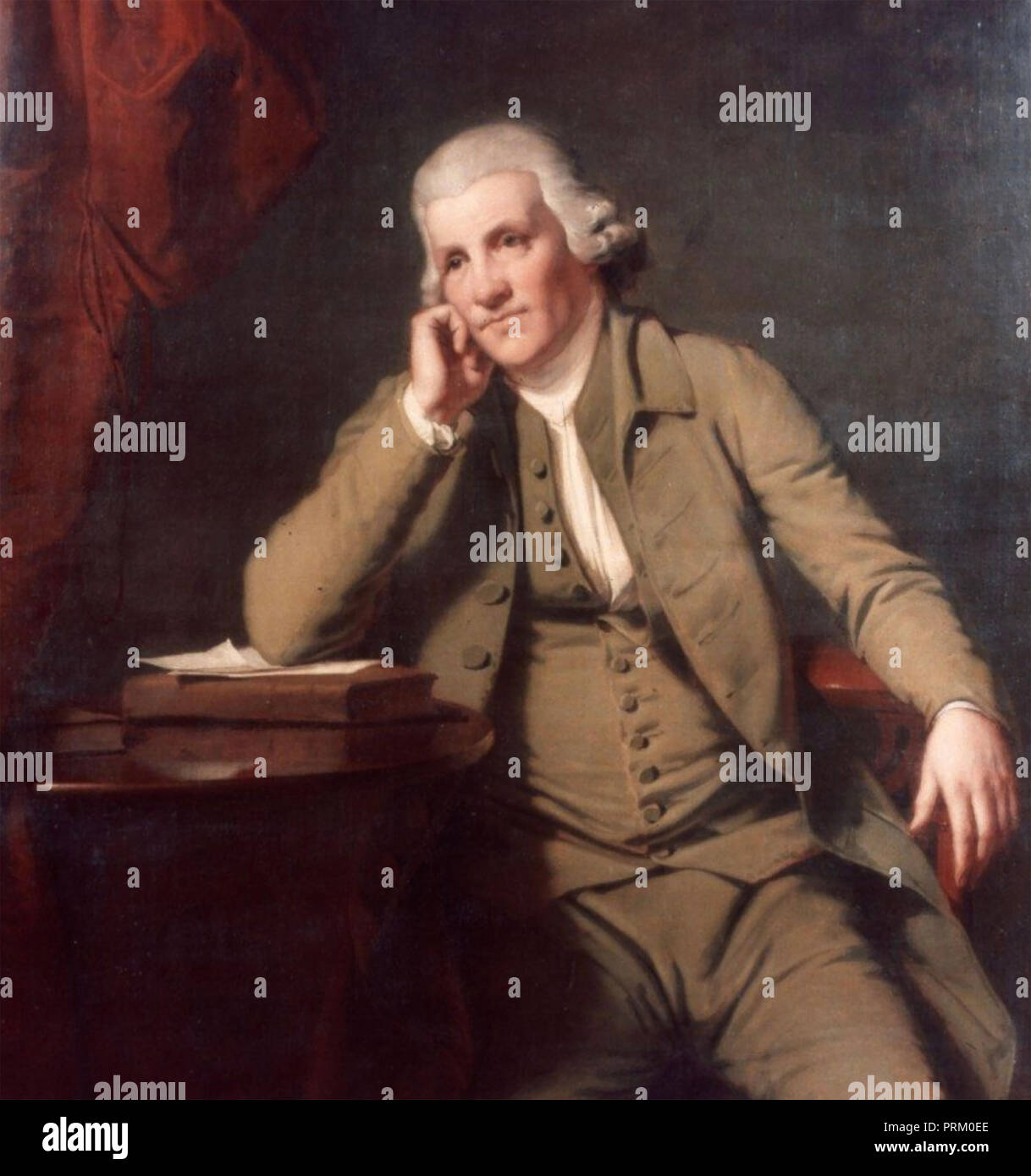 JEDEDIAH STRUTT (1726-1797) English philanthropist, hosier and cotton spinner. Portrait by Joseph Wright about 1787. Stock Photo
