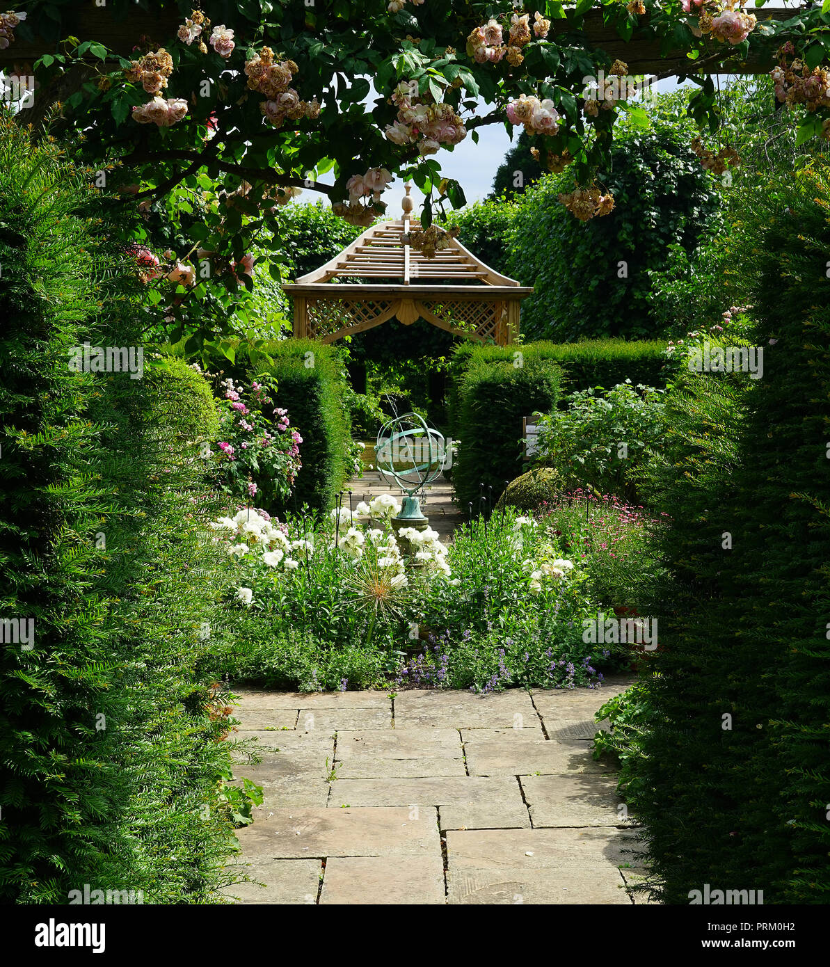 Rose garden at Little Malvern Court Stock Photo