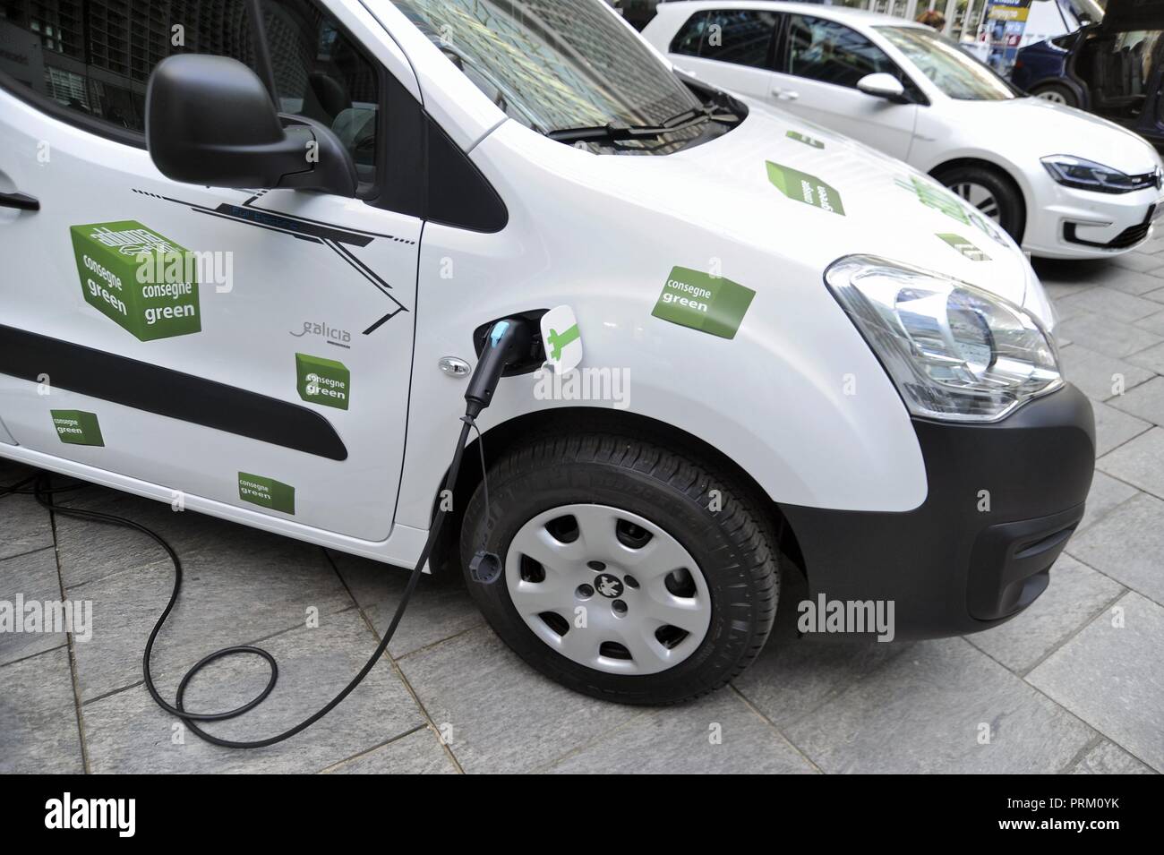 Milan (Italy), the first international meeting of electric vehicles "E_mob2018 is charging time!" Stock Photo