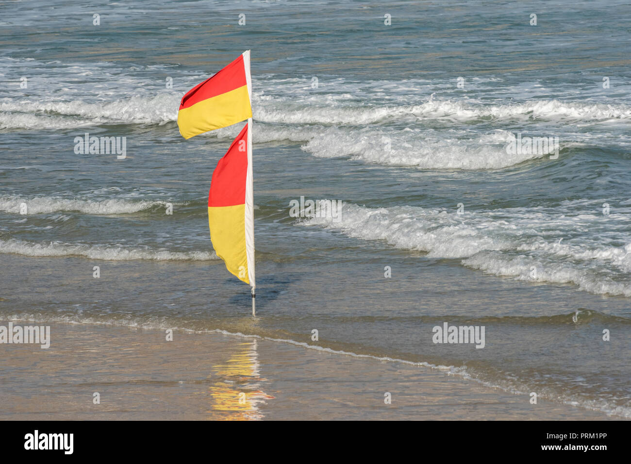 Bathing Flags only swim between two Yellow and Orange flags. Seaside