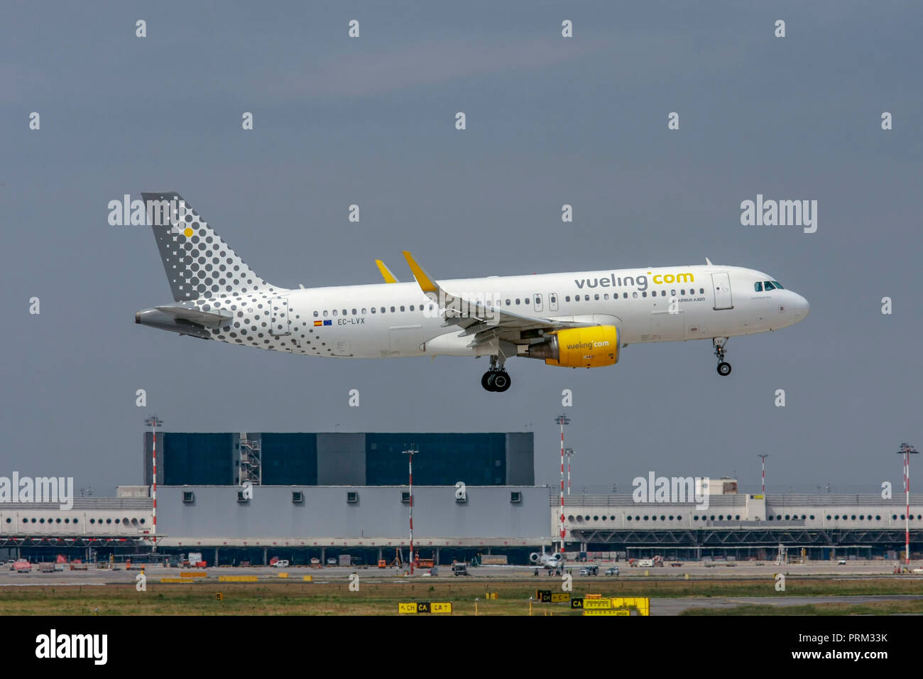 Vueling Airlines Airbus A320-200 (EC-LVX) at Malpensa (MXP / LIMC), Milan, Italy Stock Photo