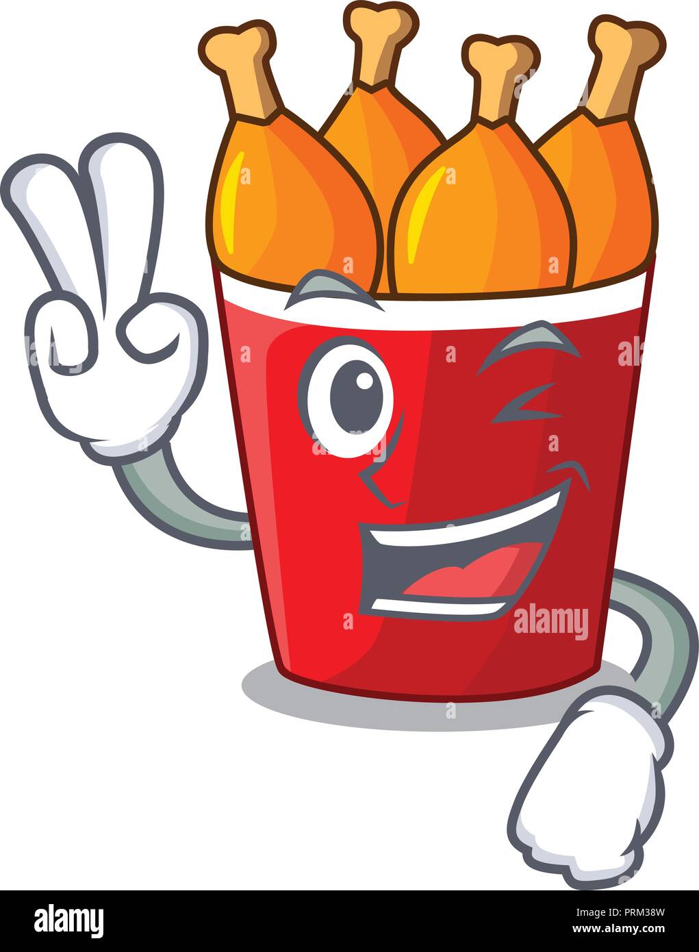 Two finger fried chicken in red bucket cartoon Stock Vector Image & Art