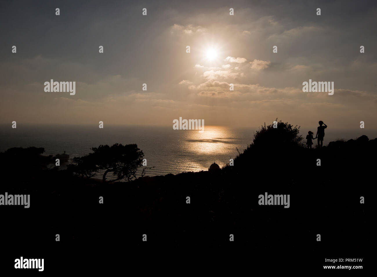 Sunset over the Mediterranean Sea. As seen from Stella Maris, Haifa, Israel Stock Photo