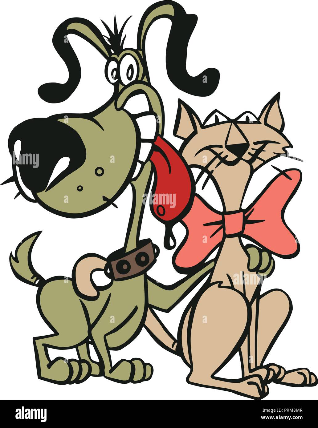 happy cute dog and cat cartoon character vector Stock Vector