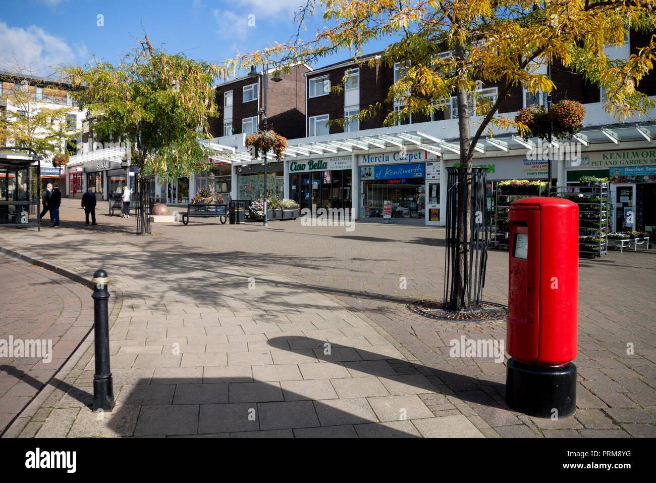 Abbey End shops in autumn, Kenilworth, Warwickshire, England, UK Stock