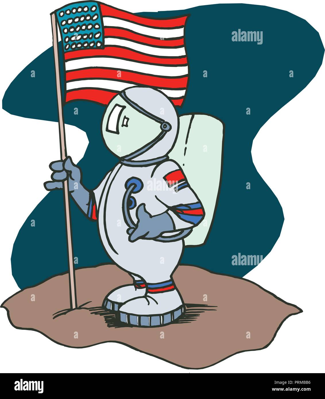 Astronaut american cartoon character . Vector Illustration design. Stock Vector