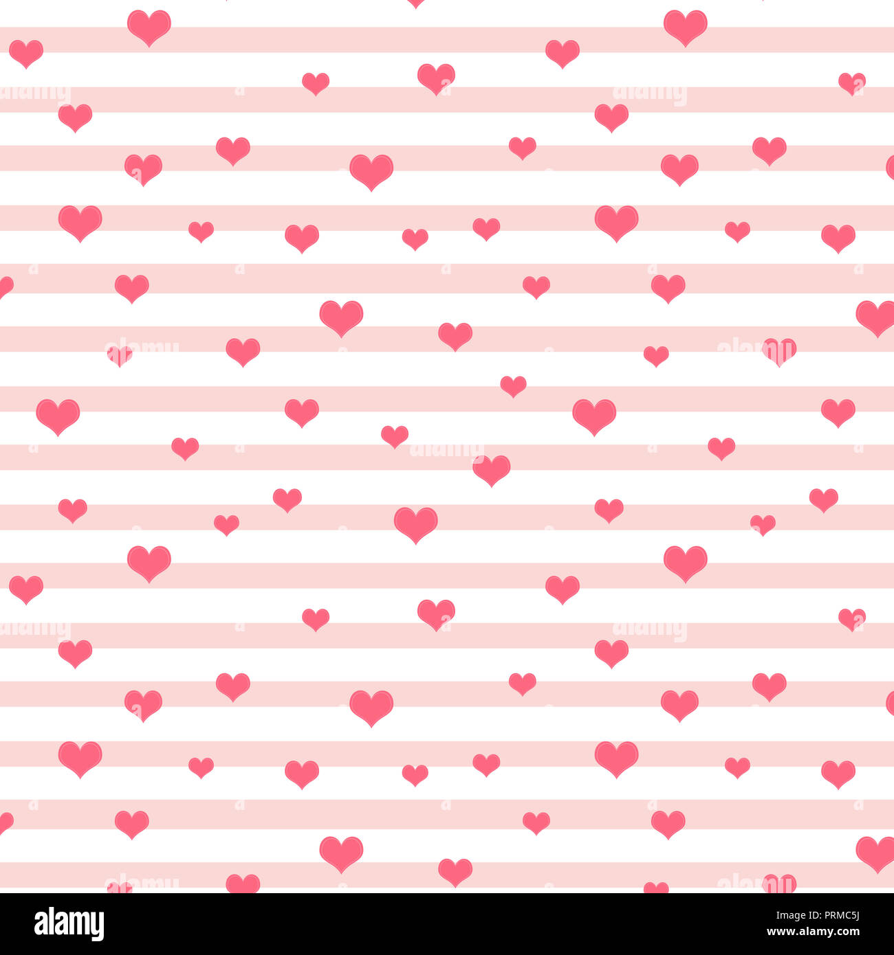 Striped seamless background with pink hearts Stock Photo - Alamy