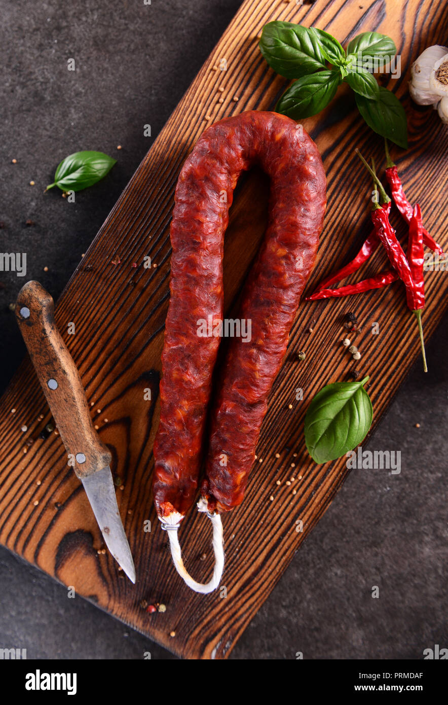 Traditional spanish sausage - chorizo Stock Photo