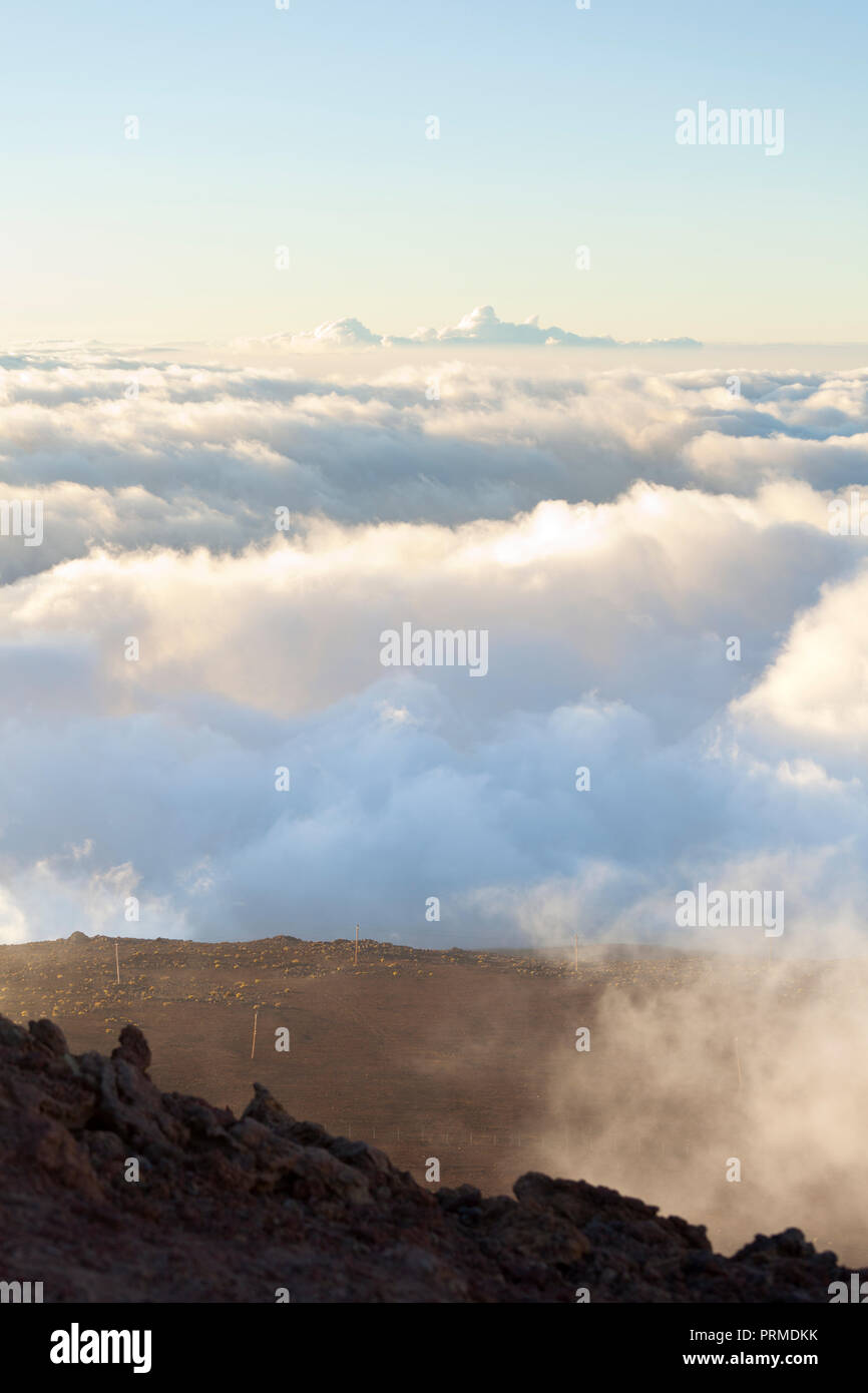 Above the clouds in Maui, Hawaii. Stock Photo