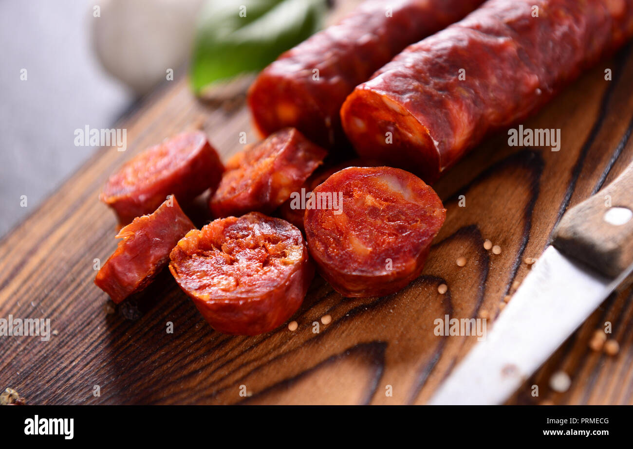 Traditional spanish sausage - chorizo Stock Photo - Alamy
