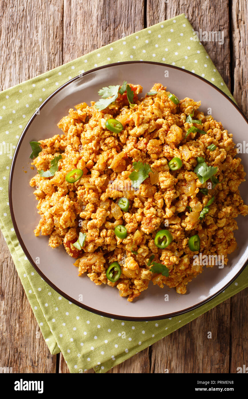 Indian dish Chicken Keema, with onions, tomatoes, spices and minced