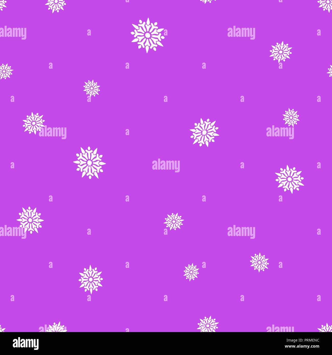 White snowflakes seamless pattern. Purple background. Vector illustration. Stock Vector