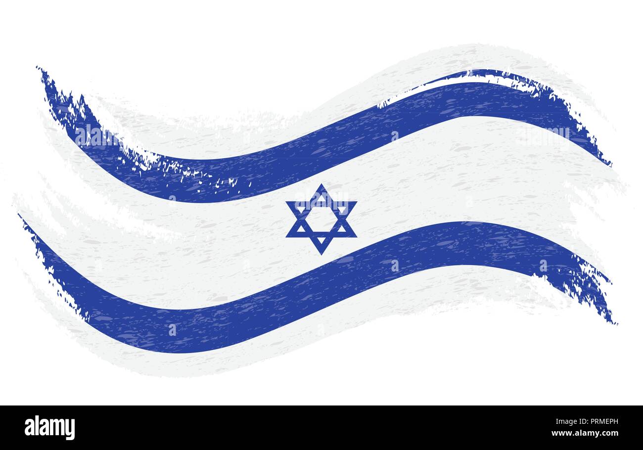 National Flag Of Israel, Designed Using Brush Strokes,Isolated On A White Background. Vector Illustration. Stock Vector