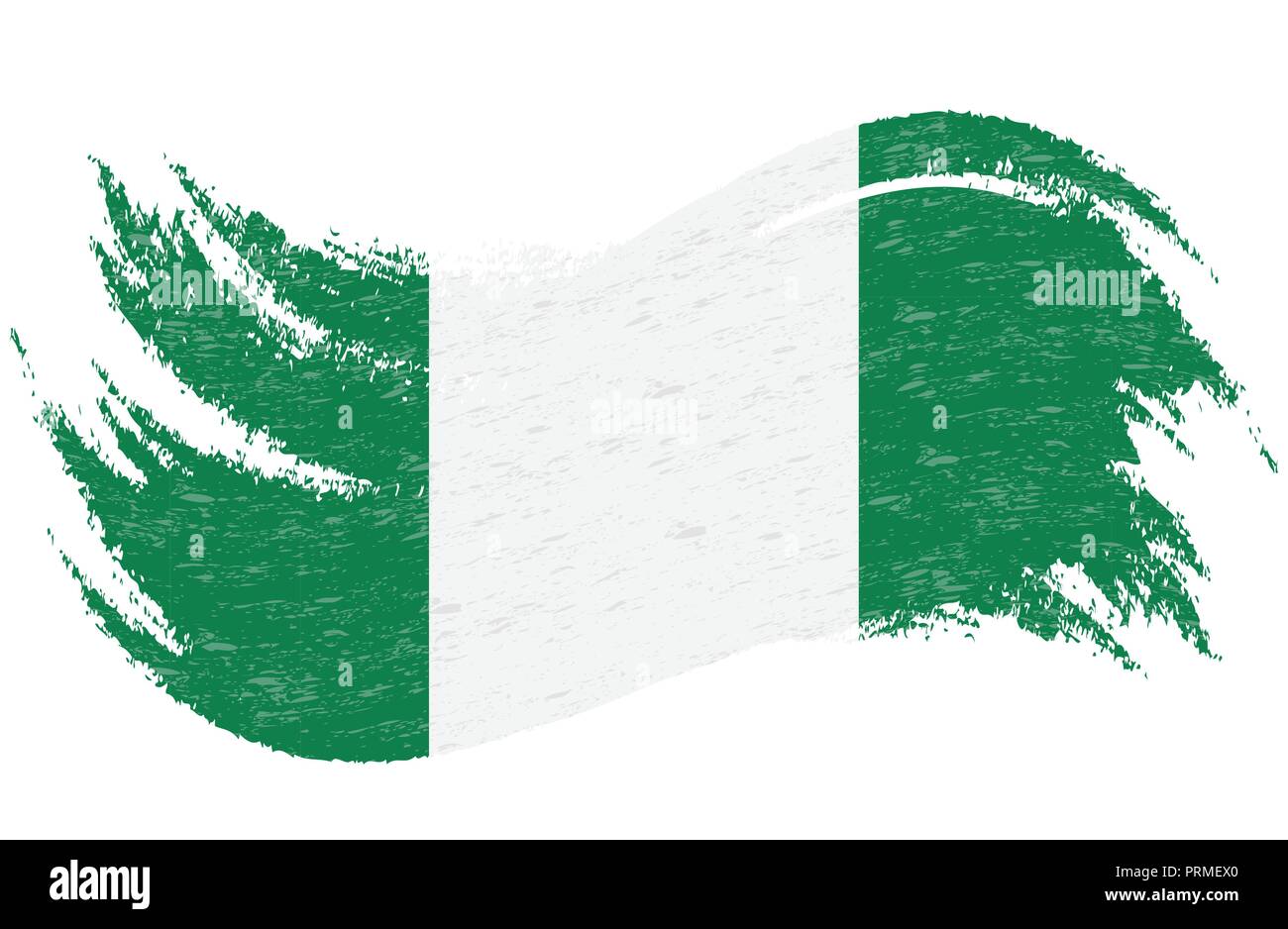 National Flag Of Nigeria, Designed Using Brush Strokes,Isolated On A ...