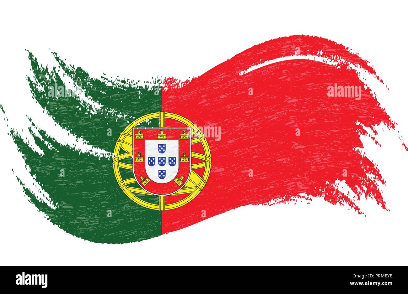 National Flag Of Portugal Designed Using Brush Strokes