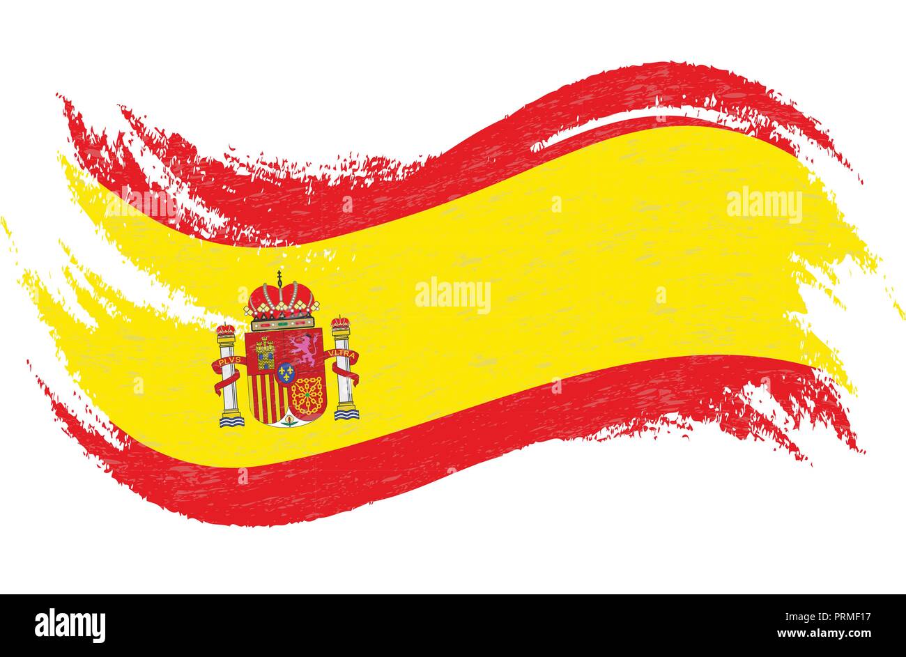 National Flag Of Spain, Designed Using Brush Strokes,Isolated On A White Background. Vector Illustration. Stock Vector